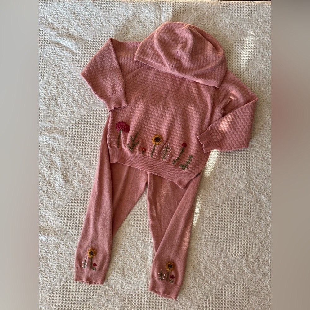 Hand Embroidered Floral Set 3T
